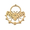 201 Stainless Steel Chandeler Component Links, Moon Phase with Hollow Moth Links, Golden, 39.5x39.5x1mm, Hole: 1.8mm