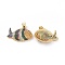 Brass Micro Pave Clear Cubic Zirconia Pendants, Cadmium Free & Lead Free, Fish, Colorful, 24x16.5x5mm, Hole: 3.5x5mm