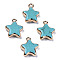 Star Synthetic Turquoise Pendants, with Light Gold Plated Brass Edge and Loop, Dyed, 17~19x15x5mm, Hole: 1.8mm