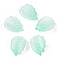 Baking Painted Transparent Glass Petal Beads, Gradient Color, Strawberry Leaf, Aquamarine, 22.5x16x5.5mm, Hole: 1.2mm, about 980~1000pcs/set