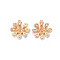 Brass Micro Pave Clear Cubic Zirconia Peg Bails Pendants, Nickel Free, For Half Drilled Beads, Flower, Real 18K Gold Plated, 14x12.5x3.5mm, Hole: 0.9mm, pin: 0.6mm