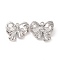 Rack Plating Alloy Glass Pendants, Platinum Tone Bowknot & Heart Charms, Cadmium Free & Lead Free & Nickle Free, Clear, 20x22.5x5mm, Hole: 1.5mm