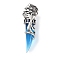Glass Pendants, with 316 Surgical Stainless Steel Findings, Lion, Deep Sky Blue, 52.5x17.5x13.5mm, Hole: 9.5x5mm