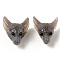 Natural Grey Agate Pendants, Top Drilled Beads, with Black Onyx Eye, Wolf Head, 30.5x23.5x11.5~13mm, Hole: 2mm