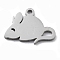 Non-Tarnish 304 Stainless Steel Charms, Stainless Steel Color, Laser Cut, Mouse, 10x13x1mm, Hole: 1.2mm.