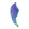 304 Stainless Steel Big Pendants, Wing Charms, Rainbow Color, 55x17.5x1.5mm, Hole: 2mm