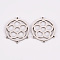Tarnish Resistant 304 Stainless Steel Chandelier Component Links, Laser Cut, Flat Round with Flower, Stainless Steel Color, 23.5x20x1mm, Hole: 1mm