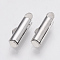 Brass Slide On End Clasp Tubes, Slider End Caps, Cadmium Free & Nickel Free & Lead Free, Platinum, 6x13x4mm, Hole: 1x3mm, Inner Diameter: 3mm