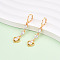 Heart Brass Micro Pave Cubic Zirconia Dangle Leverback Earrings, Long-Lasting Plated, Golden, Clear, 44x9.5mm