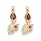 Brass Micro Pave Cubic Zirconia Pendants, Flower, Real 16K Gold Plated, 23~23.5x9x4mm, Hole: 2x5mm