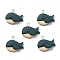 Resin Pendants, with Platinum Iron Peg Bail, Whale, Marine Blue, 20x22.5x7mm, Hole: 2mm