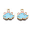 Alloy Pendants, with Enamel, Cadmium Free & Lead Free, Light Gold, Dinosaur, Sky Blue, 15x15x1.5mm, Hole: 1.8mm