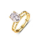 Elegant S925 Sterling Silver Cubic Zirconia Oval Couple Rings for Engagement Party, Real 18K Gold Plated, US Size 7(17.3mm)