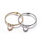 304 Stainless Steel Charms Bangles, with Polymer Clay Rhinestone, Shell and Magnetic Clasps, Heart, Mixed Color, 2-1/4 inchx2 inch(5.67x5.25cm)