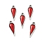 Alloy Enamel Pendants, Teardrop Charm, Antique Silver, FireBrick, 16.5x6x2mm, Hole: 1.5mm