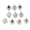 Natural & Synthetic Mixed Gemstone Pendants, Brass Leaf Charms, Platinum, Rack Plating, Mixed Dyed and Undyed, 31x21x7.5mm, Hole: 7.5x3.5mm