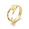Ion Plating(IP) 304 Stainless Steel Hands Open Cuff Rings for Women, Real 18K Gold Plated, Inner Diameter: 17mm