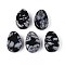 Natural Snowflake Obsidian Pendants, Teardrop Charms, 29.5~30.5x19.5~20.5x8~11mm, Hole: 2~3mm