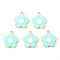Alloy Enamel Pendants, Flower, Light Gold, Pale Turquoise, 21.5x19x2mm, Hole: 1.6mm