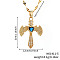 Retro Hip Hop Style Brass Full Rhinestone Heart Wing Sword Pendant Necklaces for Women, Golden, Capri Blue, 15.75 inch(40cm)