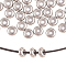 50Pcs 304 Stainless Steel Beads, with Rubber Inside, Slider Beads, Rondelle, Stainless Steel Color, 10x5mm, Hole: 3mm