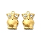 304 Stainless Steel Pendants,  with Rhinestone, Owl Charms, Real 14K Gold Plated, 15.5x10.5x4mm, Hole: 1.6mm