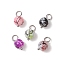 Drawbench & Baking Painted Glass Pendants, Round, with 304 Stainless Steel Loops, Stainless Steel Color, 15x8mm, Hole: 4mm