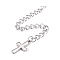 Tarnish Resistant 304 Stainless Steel Chain Extender, Curb Chain, with 202 Stainless Steel Charms, Cross, Stainless Steel Color, 63~68mm, Link: 3.7x3x0.5mm, Cross: 11.8x7x0.6mm