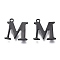 304 Stainless Steel Charms, Laser Cut, Alphabet, Electrophoresis Black, Letter.M, 12x11.5x0.8mm, Hole: 1mm