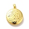 Rack Plating Brass Locket Pendants, Flat Round with Flower, Golden, 23x20x5mm, Hole: 5x3mm, Inner Diameter: 14mm