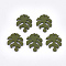 Painted Poplar Wood Pendants, Tropical Leaf Charms, Monstera Leaf, Olive Drab, 30x24x2.5~3mm, Hole: 1.5~2mm