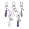 5Pcs 5 Styles Wire Wrapped Bullet Naturl Gemstone Pendant Decoraiton, with Alloy Mixed Shapes Pendants and Swivel Clasps, 71~74mm, 1pc/style