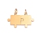 304 Stainless Steel Split Pendants, Couples Pendants, with Jump Ring, Puzzle Charm, Golden, 13x10~13mm, 2pcs/set