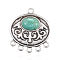 Alloy Links, Chandelier Components, Oval with Synthetic Turquoise, Antique Silver, Turquoise, 37x34x7.5mm, Hole: 3mm