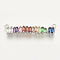 Brass Micro Pave Cubic Zirconia Pendants, Cadmium Free & Lead Free, Rectangle, Colorful, Platinum, 35x8x3mm, Hole: 1.4mm
