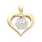 Rack Plating Brass with Cubic Zirconia Pendants, Long-Lasting Plated, Lead Free & Cadmium Free, Heart Charms, Paw Print, 28x30x6mm, Hole: 9x5.5mm