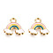 Light Gold Plated Alloy Charms, with Enamel, Rainbow, Colorful, 11x12x1.5mm, Hole: 2mm