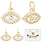 10Pcs Rack Plating Brass Clear Cubic Zirconia Charms, Horse Eye, Real 18K Gold Plated, 9.5x11x2mm, Hole: 3mm