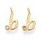 Brass Micro Pave Cubic Zirconia Charms, Long-Lasting Plated, Nickel Free, Real 18K Gold Plated, Letter, Letter B, 13.5x7x3.5mm, Hole: 1.8mm