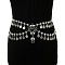 Alloy & Rhinestone & Plastic Pearl Double Layer Coin Tassel Waist Belly Chains for Dancer, Antique Silver, 20.08 inch(51cm)
