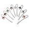 8Pcs 8 Styles Tibetan Style Alloy Bookmarks, Tree of Life Natural Lapis Lazuli & Carnelian & Red Aventurine & Amethyst & Green Aventurine & Tourmaline & Tiger Eye & Rose Quartz Chip Charm Bookmarks, Antique Silver, 122x10.5x2.5mm