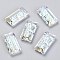 Embossed Glass Rhinestone Pendants, Rectangle, Faceted, Crystal Shimmer, 20x10x5mm, Hole: 1.6mm