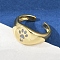 Brass Micro Pave Cubic Zirconia Adjustable Cuff Rings for Women, Paw Print, Rack Plating, Cadmium Free & Lead Free, Long-Lasting Plated, Real 18K Gold Plated, 10.5mm, Inner Diameter: Adjustable