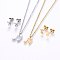 304 Stainless Steel Jewelry Sets, Stud Earrings and Pendant Necklaces, Note, Mixed Color, Necklace: 17.7 inch(45cm), Stud Earrings: 8x4x1.2mm, Pin: 0.8mm
