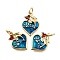 Brass Micro Pave Cubic Zirconia Pendants, with Enamel, Heart with Dolphin Charms, Lead Free & Cadmium Free, Rack Plating, Long-Lasting Plated, with Jump Ring, Real 18K Gold Plated, 19.5x12x2mm, Hole: 3mm