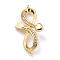 Bras Micro Pave Clear Cubic Zirconia Links Connectors, Long-Lasting Plated, Infinity with Heart & Arrow, Golden, 14x28.5x4mm, Hole: 1mm