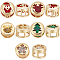 Beebeecraft 1 Box 15Pcs Cubic Zirconia Multi-Strand Links 18K Gold Plated Brass Christmas Theme Slider Spacer Bead for Jewelry Making DIY Craft (Santa Claus & Christmas Tree & Snowflake & Deer & Bell)