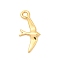 Brass Charms, Nickel Free, Real 18K Gold Plated, Bird, 13.5x6.5x1mm, Hole: 1.2mm