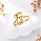 304 Stainless Steel Open Cuff Rings for Women, Letter, Real 18K Gold Plated, Letter F, 13~14x7~15mm