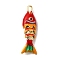 Rack Plating Brass Pendants, with Cubic Zirconia and Enamel, Fish Charms, Long-Lasting Plated, Lead Free & Cadmium Free, Red, 26.5x8x6mm, Hole: 2.5x1.5mm